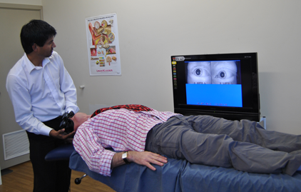 Alec Ring conducting vestibular assessment